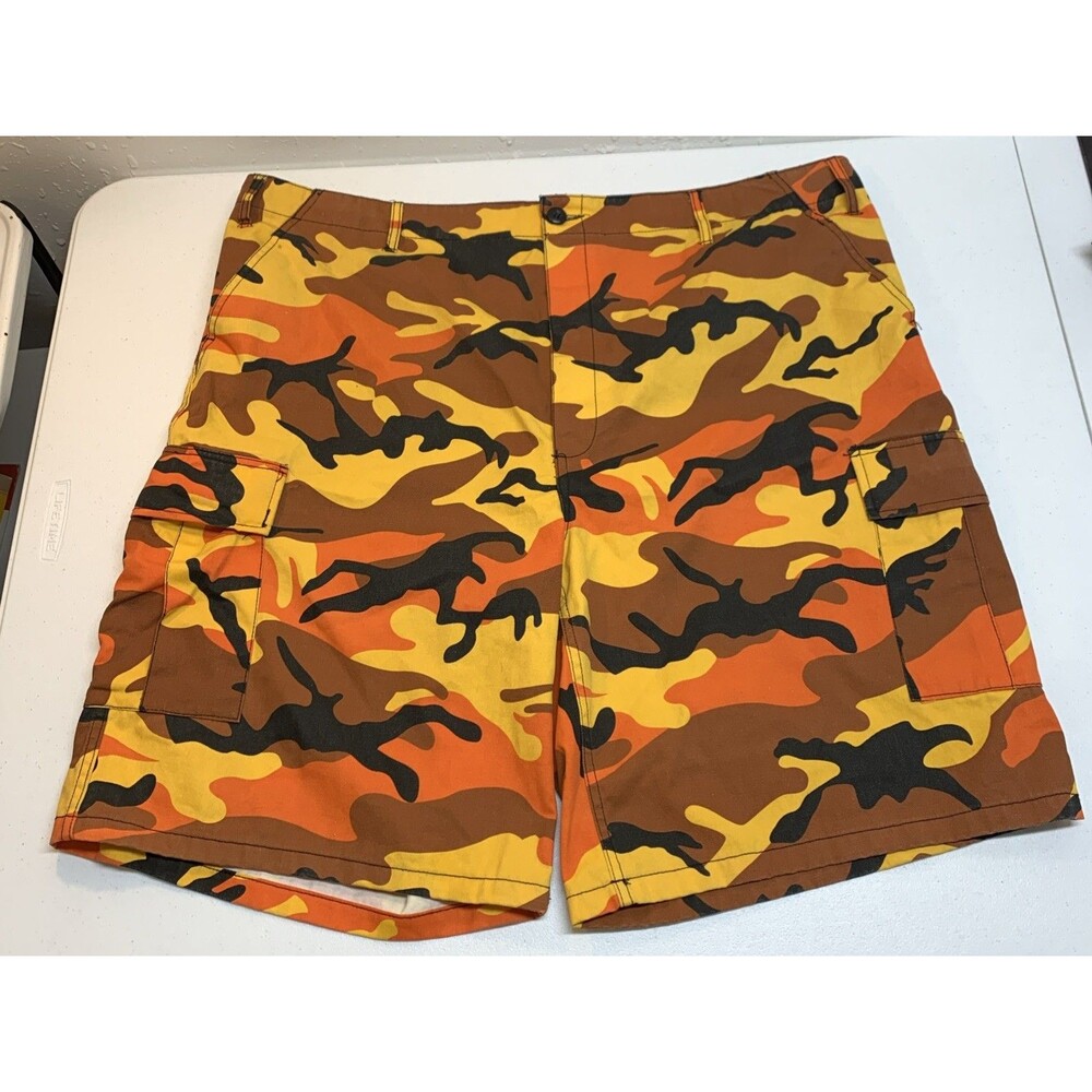 Rothco BDU Cargo Shorts Mens XXL Savage Orange Camo Military Tactical 43-47”